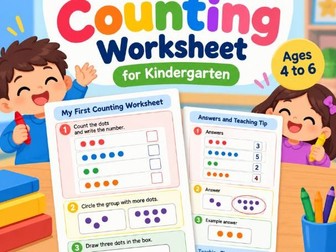 My First Counting Worksheet for Kindergarten