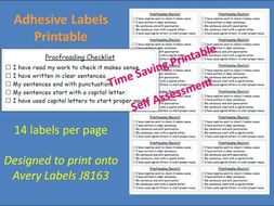 Proofreading Checklist Adhesive Labels Printable Self Assessment Sticky Label J8163