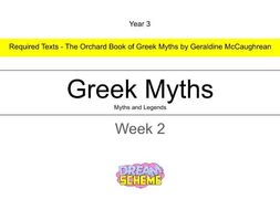 Year 3 - This presentation includes 5 whole lessons relating to Greek Myths. Week 2 of 3.