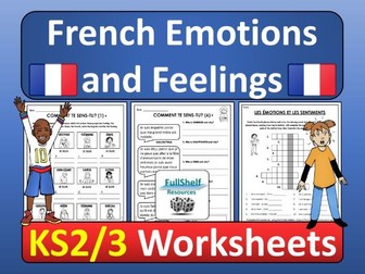 French Emotions and Feelings Worksheets