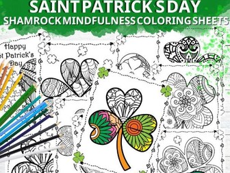 St. Patrick's Day Shamrock Mindfulness Coloring Sheets.