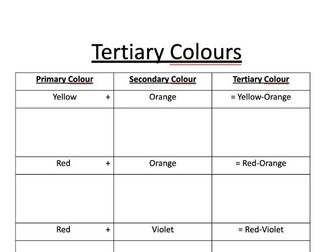 Tertiary Colour Worksheet