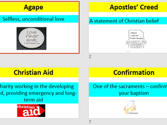 Christianity Display using keywords and definitions. GCSE AQA new spec