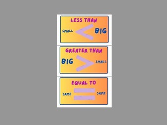Comparison symbols: less than, greater than, equal to