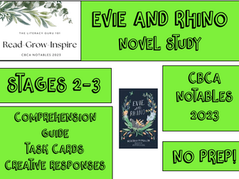 Evie and Rhino - Neridah McMullin Stage 2/3 Novel Study - CBCA Shortlist 2023