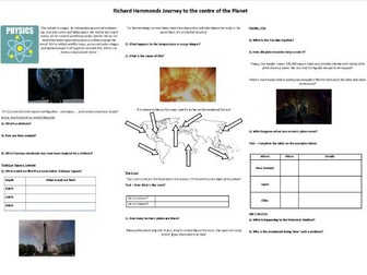 Richard Hammond's Journey To the centre of the Planet - Worksheet to support the BBC Documentary