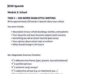 Spanish AQA GCSE - Unit 3 - Revision Activities for Independent Learning