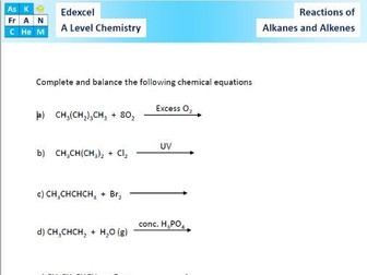 Alkanes and alkenes reactions - A Level Chem