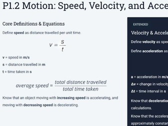 P1.2 Motion: IGCSE Co-ordinated Science 0654 (2025–2029)