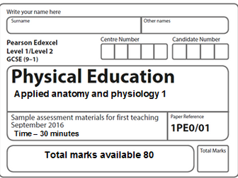 NEW GCSE PE SPEC EDEXCEL - End of unit test Applied anatomy 1