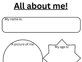 All About Me - Back to school / primary