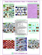 Houses, Rooms and Furniture 7 Game Plus 2 Worksheet Bundle