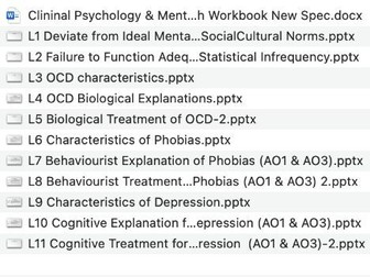 AQA A Level Psychology Clinical Psychology Lessons & Workbook – NEW SPEC (7182)/Teaching from 2025
