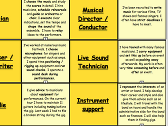 BTEC Music Unit 1 - 'The Music Industry': "Job Role Dominoes"