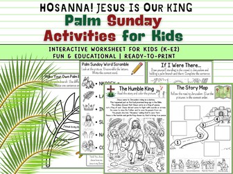 Hosanna! Jesus Is Our King |Palm Sunday Activities for Kids | Bible Worksheet