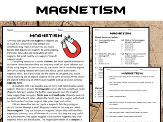 Magnetism Reading Comprehension Passage and Questions - PDF