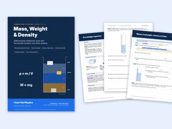 IGCSE Physics 0625 Mass, Weight & Density Worksheets