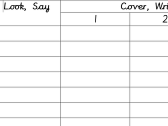 Active Spelling worksheet - Look Say Cover Write Check
