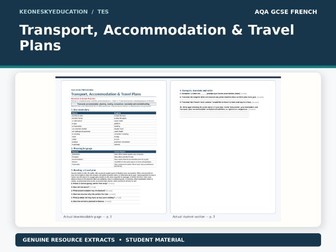 AQA GCSE French 8652 - Transport, Accommodation & Travel Plans