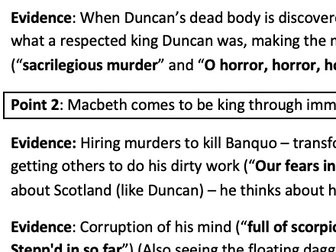 Macbeth - essay plan on Kingship