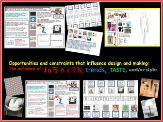 DT Cover Worksheet/ Cover work: The influence of fashion, trends, taste and/or style