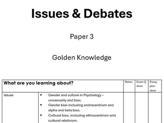 Issues and Debates revision booklet