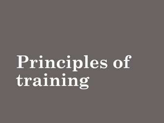 Principles of Training GCSE PE