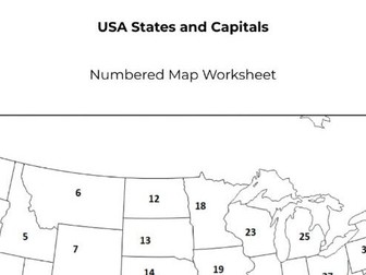 USA States & Capitals Map Worksheet | Geography Labeling Activity