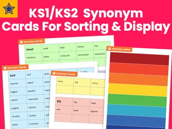 Ks1 And Ks2 Synonym Cards For Sorting And Display Teaching Resources
