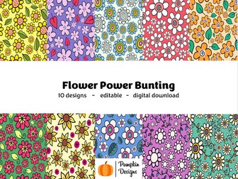 Editable Flower Power Display Bunting