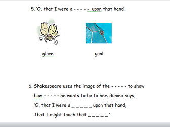 Romeo and Juliet - Balcony Scene - Differentiated Workbook (Y8/9 - Low Ability)