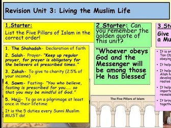 Edexcel RE Unit 3: Living the Muslim life; Revision Powerpoint!
