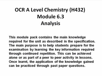 OCR A Level Chemistry (H432) Module 6.3 Analysis - Powerpoint