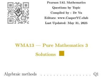 Pearson IAL Mathematics - Pure Mathematics 3 - Question By Topic - Solution PDF