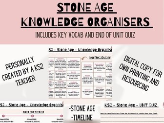 KS2 History - Stone Age Knowledge Organiser with End of Unit Quiz