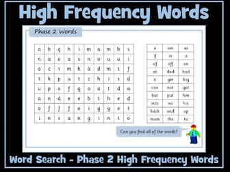 High Frequency Words - Word Search - Phase 2