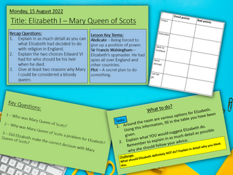 Tudors - Elizabeth & Mary Queen of Scots - Ks3
