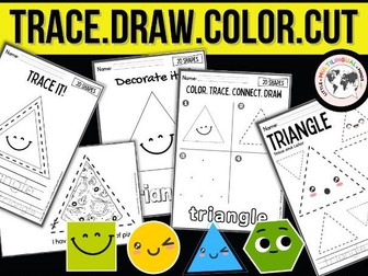 2D Shapes Worksheets: Tracing Shapes, Drawing Shapes | Pre-K Kindergarten Math