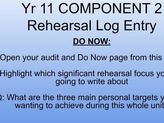 BTEC L2 Acting Comp 2 Rehearsal Write Up Lesson