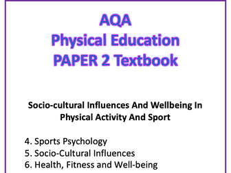 AQA GCSE PE Paper 2 Revision Text Book & Memory Organiser