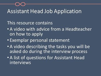 Assistant Head  job application: personal statement and interview prep bundle