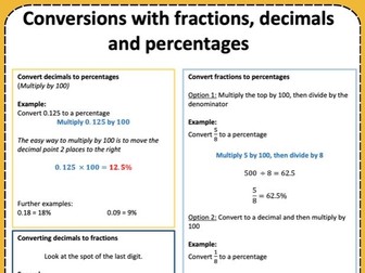 FREE Download – Converting Between Fractions, Decimals & Percentages (PDF Help Sheet)