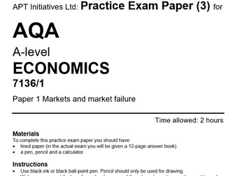 apt4 AQA A-level Economics: Practice Mock Exam Paper 1 on Markets & Market Failure (3 of 4)