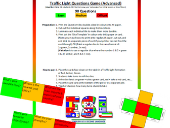 Traffic Light Questions Game - Advanced/Adult ESL