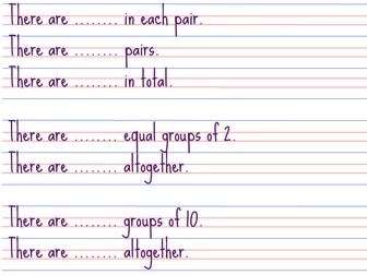 Maths White Sentence Stems for DISPLAY YEAR 1 Summer