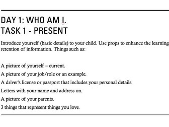 Homeschooling pack - Unit 1: Understanding ourselves.