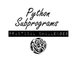 Python Subprograms | Teaching Resources