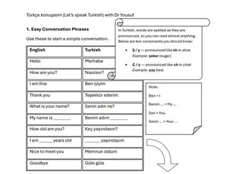 Turkish Speaking - Beginners' Workshop