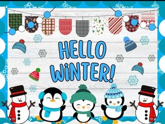 Hello Winter! Bulletin Board & Door Decor kit: Ideas for Winter And Christmas.