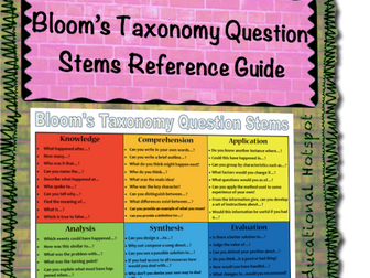 Blooms Taxonomy Question Stems Reference Guide